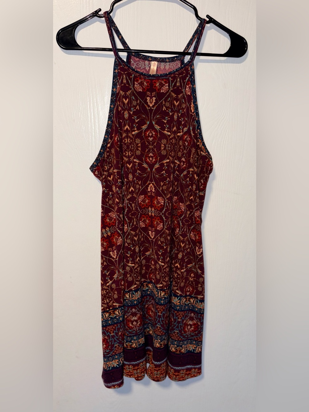 Bohemian Maroon Floral Dress - Unbranded